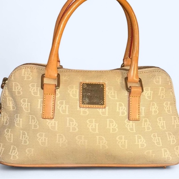 Dooney & Bourke Tan Leather Satchel with Gold Accents - Picture 1 of 7
